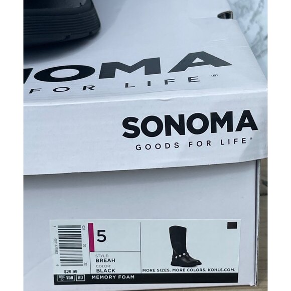 Sonoma Girls Black Knee-High Boots With Pearl Accents & Memory Foam Size 5 - Picture 7 of 7